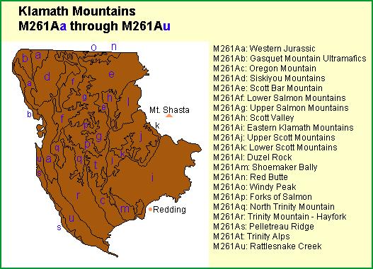 klamath mountains map